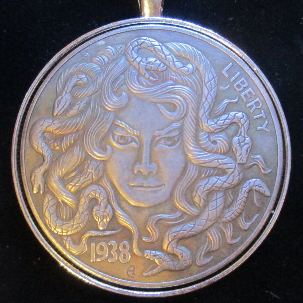 Silver Medusa Coin Pendant Necklace - Unbranded